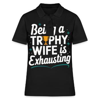 Frau Ehefrau Partnerin Familie Verheiratet - Frauen Polo Shirt - Schwarz - Vorne - Ailine (174cm)