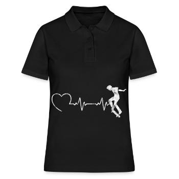 Skateboarder Skateboard EKG Skater Skate Skateing - Women's Polo Shirt - black - Front - Ailine (174cm)