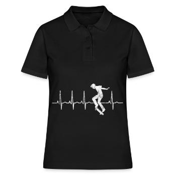 Skateboarder Skateboard EKG Skater Skate Skateing - Polo Femme - noir - Devant - Ailine (174cm)