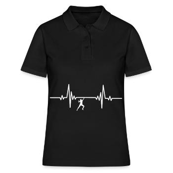 Herzschlag Felskletterer hängen - Frauen Polo Shirt - Schwarz - Vorne - Ailine (174cm)