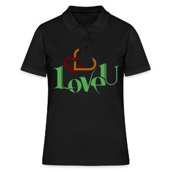 I love you schönes Shirt als Liebes-Geschenk - Frauen Polo Shirt - Schwarz - Vorne - Ailine (174cm)