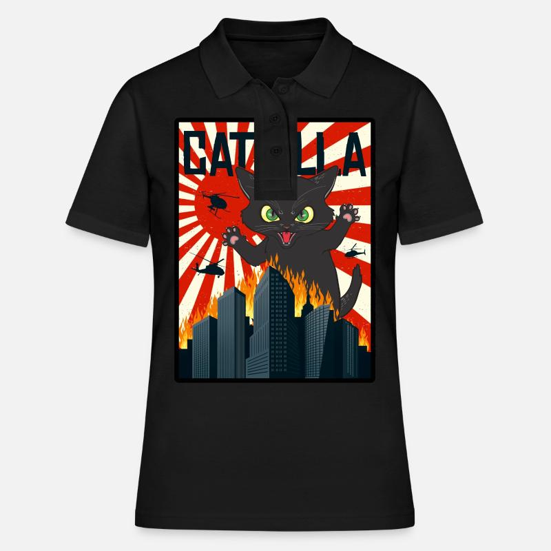 Catzilla I chat chats chat noir chatons - Polo Femme - noir