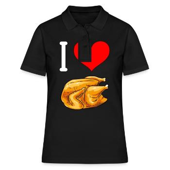 Poulet rôti à griller Poulet grillé Poulet BBQ - Polo Femme - noir - Devant - Ailine (174cm)