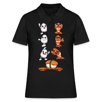 Lustige Kawaii Sushi Fusion - Frauen Polo Shirt - Schwarz - Vorne - Ailine (174cm)