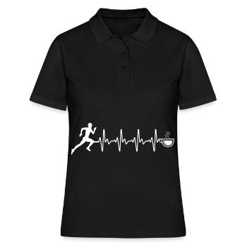 Herzschlagkaffee und Laufen - (RU) (2) - Frauen Polo Shirt - Schwarz - Vorne - Ailine (174cm)