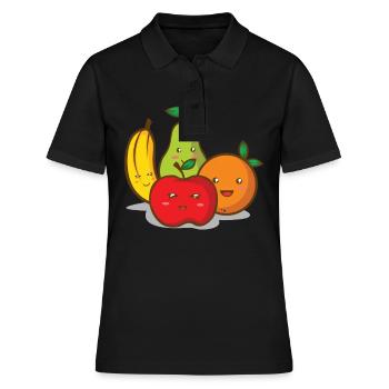 Kawaii Fruit Fruit Banana Apple Pear Orange - Women's Polo Shirt - black - Front - Ailine (174cm)