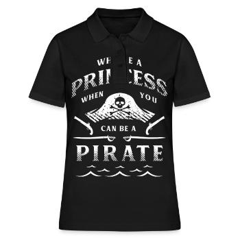Pirat Geschenk Prinzessin Piratenschädel Totenkopf - Frauen Polo Shirt - Schwarz - Vorne - Ailine (174cm)