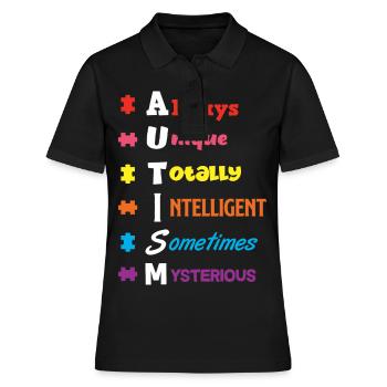 Autism Autism Autist Asperger Syndrome Puzzle - Polo Femme - noir - Devant - Ailine (174cm)