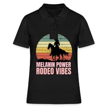 Western Rodeo Melanin Schwarze Geschichte Pferdeliebhaber - Frauen Polo Shirt - Schwarz - Vorne - Ailine (174cm)