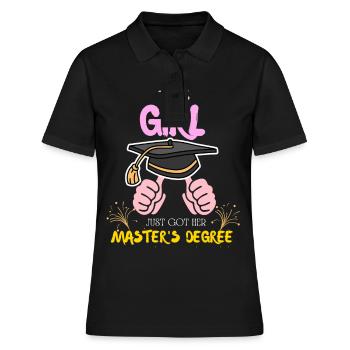 Cette fille est arrivée ici : diplôme de maîtrise - Polo Femme - noir - Devant - Ailine (174cm)