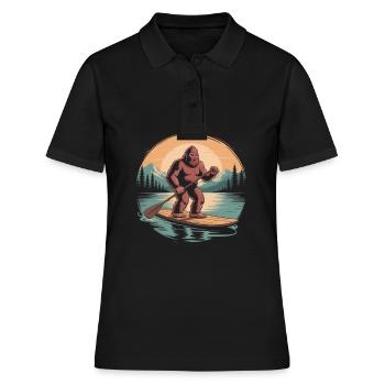 Vintage Bigfoot Paddleboarding - Frauen Polo Shirt - Schwarz - Vorne - Ailine (174cm)
