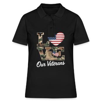 Love Our Veterans Veterans Day - Frauen Polo Shirt - Schwarz - Vorne - Ailine (174cm)