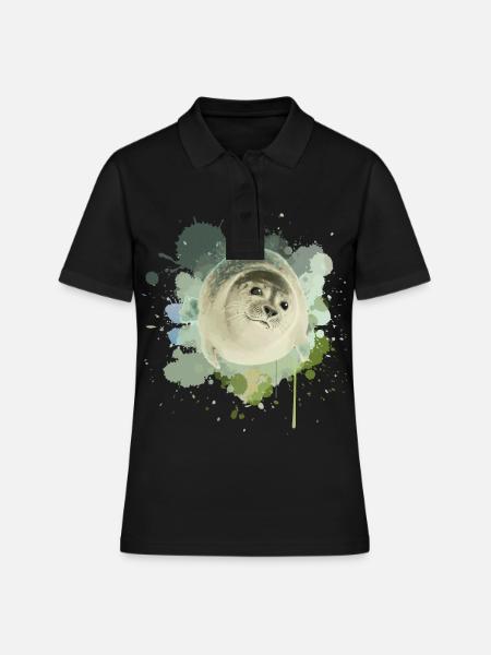 Robbe Seehund Seelöwe Walross - Frauen Polo Shirt - Schwarz