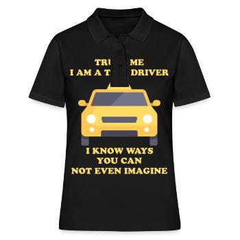 Chauffeur de taxi - Taxi - Polo Femme - noir - Devant - Ailine (174cm)