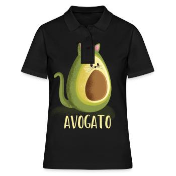 Cool funny vegan vegetarian Avocado cat present - Frauen Polo Shirt - Schwarz - Vorne - Ailine (174cm)
