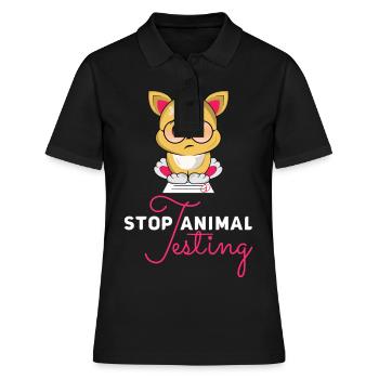 Arrêtez les tests sur les animaux: arrêtez le cadeau des essais sur les animaux - Polo Femme - noir - Devant - Ailine (174cm)