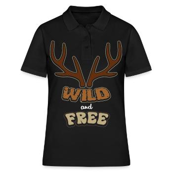 Reh Hirsch - Frauen Polo Shirt - Schwarz - Vorne - Ailine (174cm)