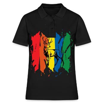 Reh Hirsch - Frauen Polo Shirt - Schwarz - Vorne - Ailine (174cm)