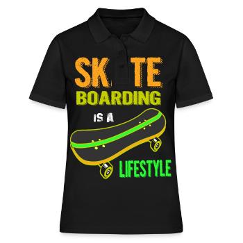 Skateboard skate, skateboard, skateboarder, - Polo Femme - noir - Devant - Ailine (174cm)