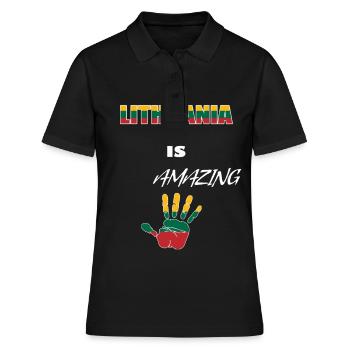Litauen - Frauen Polo Shirt - Schwarz - Vorne - Ailine (174cm)