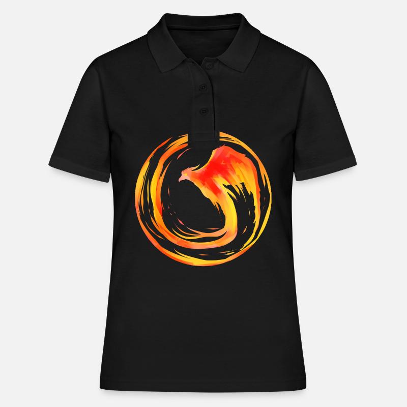 FIRE CIRCLE - Burning phoenix fire circle - Women's Polo Shirt - black