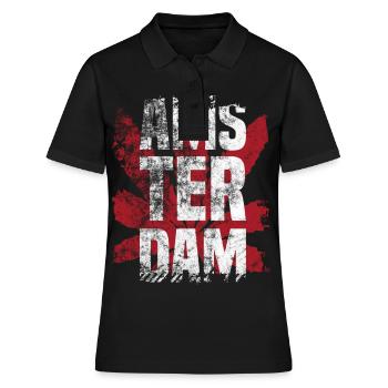 Amsterdam Hollande Pays-Bas Cadeau marijuana - Polo Femme - noir - Devant - Ailine (174cm)