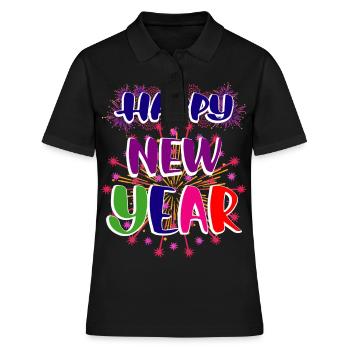 Neujahr Happy New year - Frauen Polo Shirt - Schwarz - Vorne - Ailine (174cm)