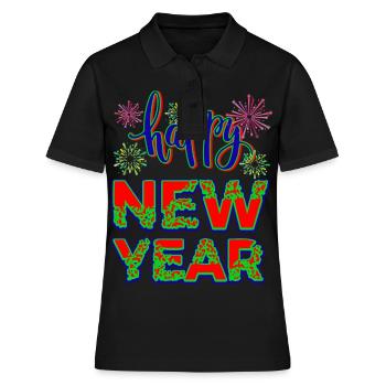 Neujahr Happy New year - Frauen Polo Shirt - Schwarz - Vorne - Ailine (174cm)