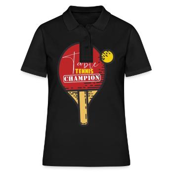 Tischtennis - Ping Pong - Pingpong - Frauen Polo Shirt - Schwarz - Vorne - Ailine (174cm)