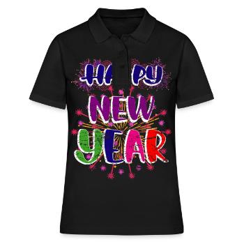 Neues Jahr Silvester Neujahr Mitternacht - Frauen Polo Shirt - Schwarz - Vorne - Ailine (174cm)