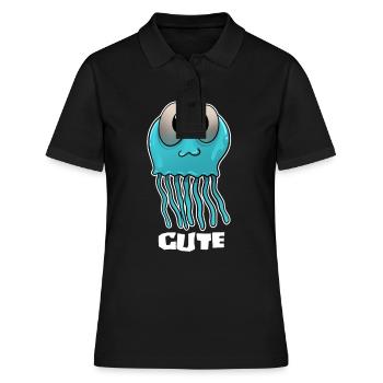 Qualle Meerestier Ozean Stechen Gift Geschenk - Frauen Polo Shirt - Schwarz - Vorne - Ailine (174cm)