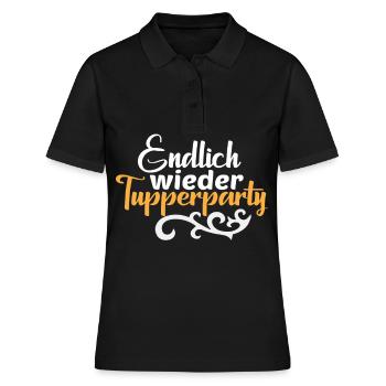 Endlich wieder Tupperparty - Frauen Polo Shirt - Schwarz - Vorne - Ailine (174cm)