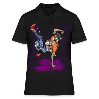 Breakdance HipHop - Frauen Polo Shirt - Schwarz - Vorne - Ailine (174cm)