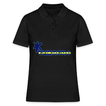Curaçao Curacao Blaue Palme und Landesfarben - Frauen Polo Shirt - Schwarz - Vorne - Ailine (174cm)