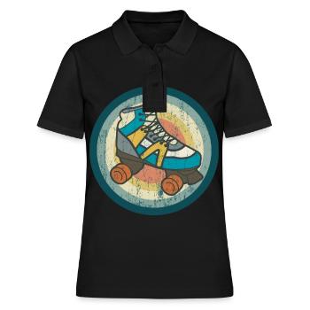 Rollschuhe Rollschuhlaufen Vintage Skate Geschenk - Frauen Polo Shirt - Schwarz - Vorne - Ailine (174cm)