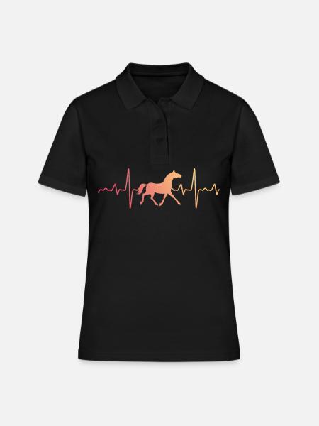 Horse heart EKG heartbeat - Women's Polo Shirt - black