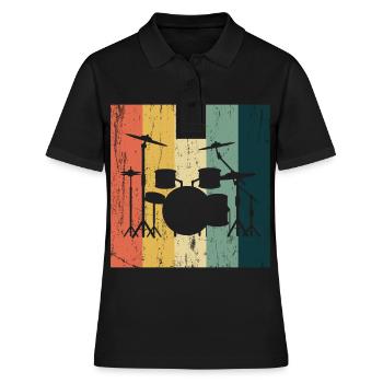 Drummer Raggae Percussion Schlagzeuger Geschenk - Frauen Polo Shirt - Schwarz - Vorne - Ailine (174cm)
