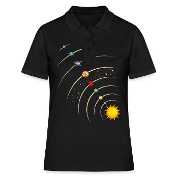 Les planètes dans notre système solaire. Terre, soleil, mars - Polo Femme - noir - Devant - Ailine (174cm)