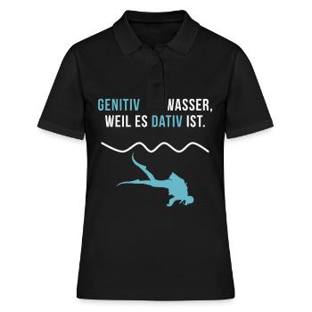 Taucher Lustig Tauchen Prüfung Abzeichen Geschenk - Frauen Polo Shirt - Schwarz - Vorne - Ailine (174cm)