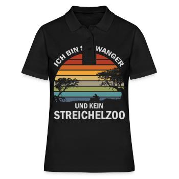 Ich bin Schwanger und kein Streichelzoo - Frauen Polo Shirt - Schwarz - Vorne - Ailine (174cm)