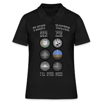 FLIGHT INSTRUCTOR SIXPACK Geschenk Für Fluglehrer - Frauen Polo Shirt - Schwarz - Vorne - Ailine (174cm)