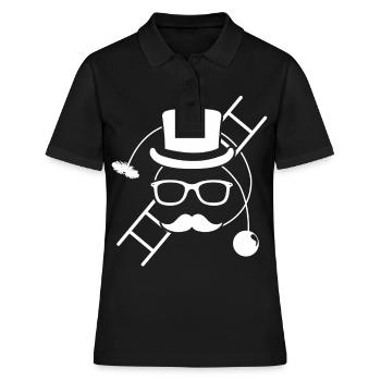 Schornsteinfeger mit Rußbesen und Leiter - Frauen Polo Shirt - Schwarz - Vorne - Ailine (174cm)
