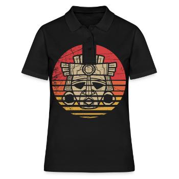 Native American Day, Inka Kopf, retro Look - Frauen Polo Shirt - Schwarz - Vorne - Ailine (174cm)