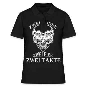 Zwei Hände, Zwei Eier, zwei Takte Rocker Totenkopf - Frauen Polo Shirt - Schwarz - Vorne - Ailine (174cm)