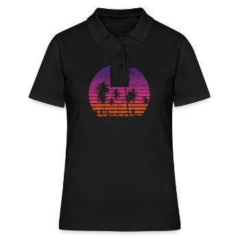 Synthwave Retrowave Ästhetischer Vintage Drive Laser - Frauen Polo Shirt - Schwarz - Vorne - Ailine (174cm)
