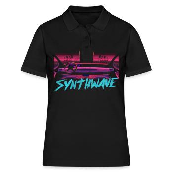 Synthwave Retrowave Ästhetischer Vintage Drive Laser - Frauen Polo Shirt - Schwarz - Vorne - Ailine (174cm)