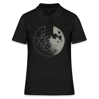 Géométrie sacrée Sri Yantra Moon - Psychedelic - Polo Femme - noir - Devant - Ailine (174cm)
