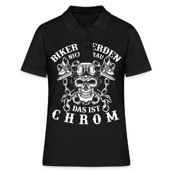 BIker werden nicht grau, das ist chrom - Frauen Polo Shirt - Schwarz - Vorne - Ailine (174cm)