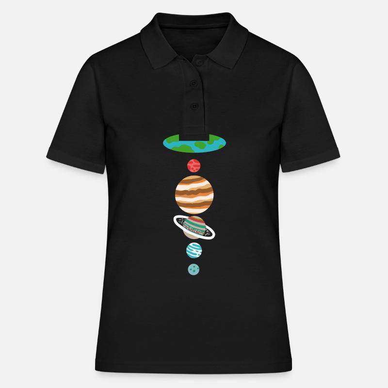 Système solaire terrestre plat - Polo Femme - noir