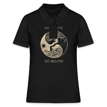 Yggdrasil Vintage Viking Lune Soleil Arbre mythique - Polo Femme - noir - Devant - Ailine (174cm)